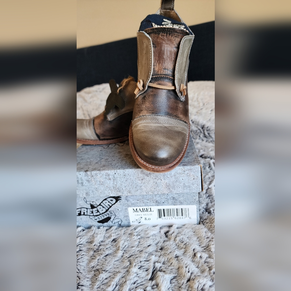 Freebird Mabel Grey Multi Colored Leather Boots